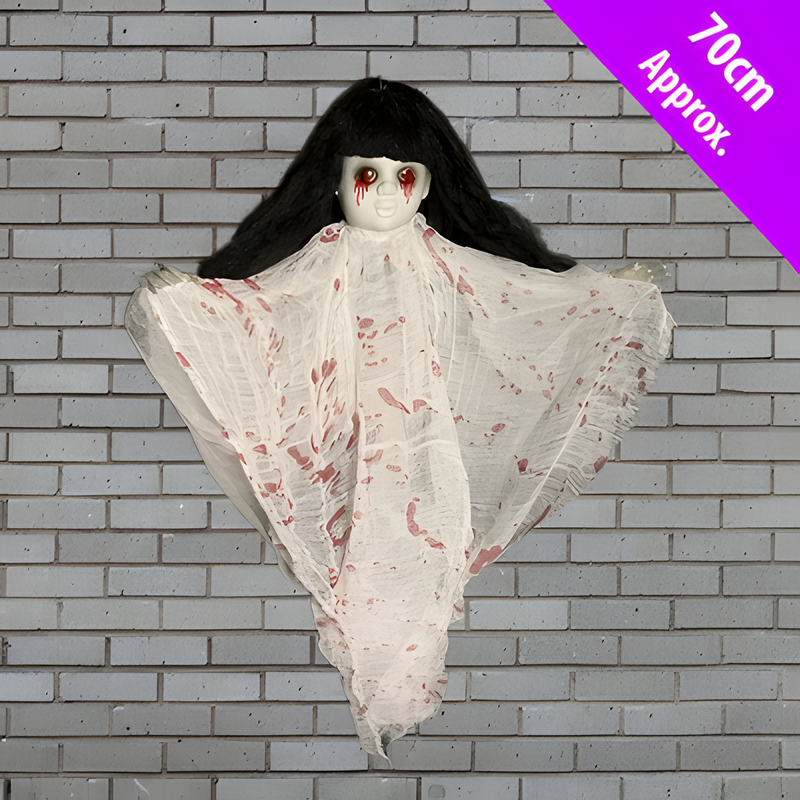 HALLOWEEN HANGING GIRL RED EYES 27.5 INCH