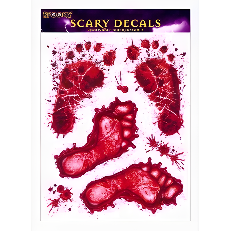 HALLOWEEN STICKERS BLOOD FEET WINDOW