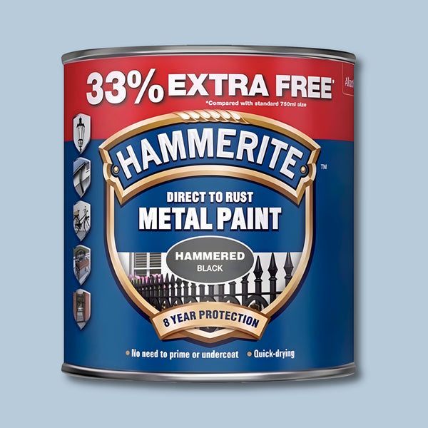 Hammerite Metal Paint Hammered Black 1 Litre