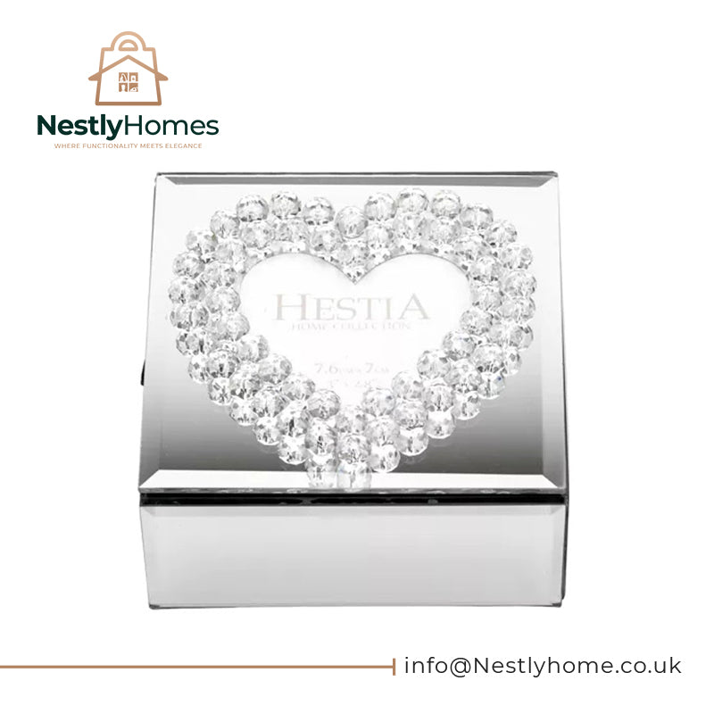 Heista Mirror Glass Heart Shaped Jewellery Box