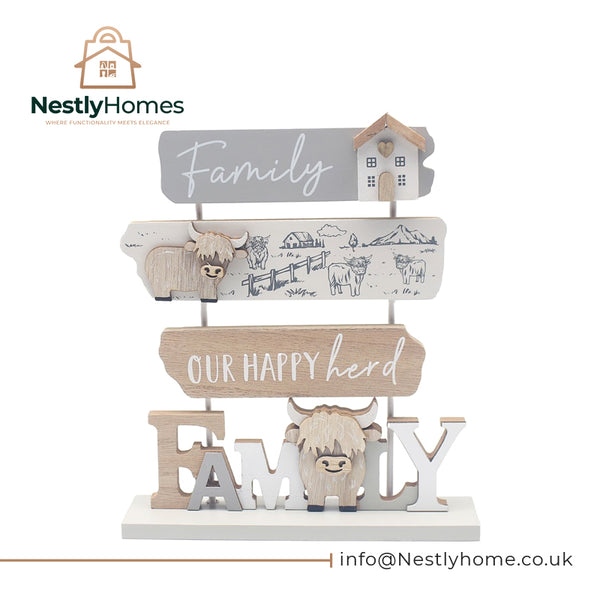 Highland Cow Plaque Family