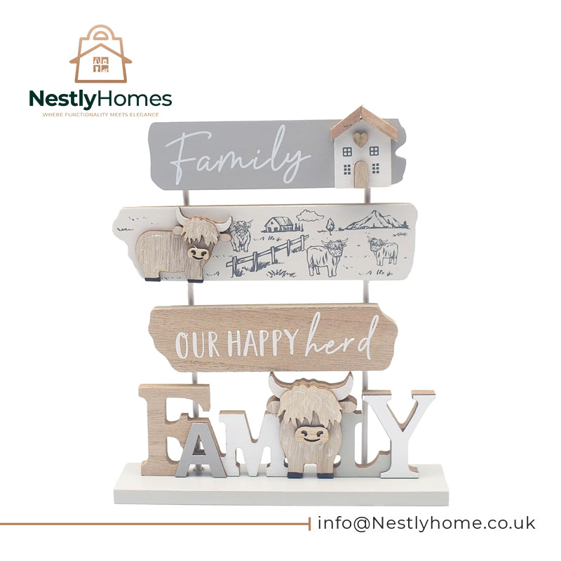 Highland Cow Plaque Family