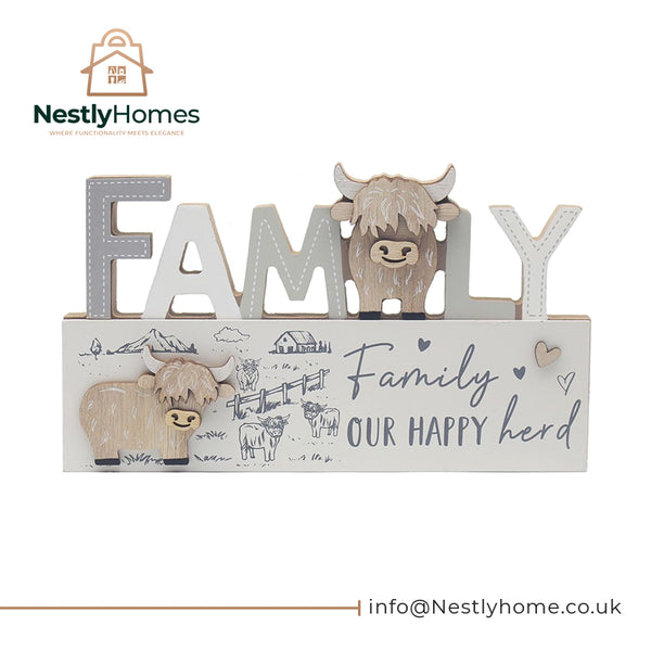 Highland Cow Plaque Family