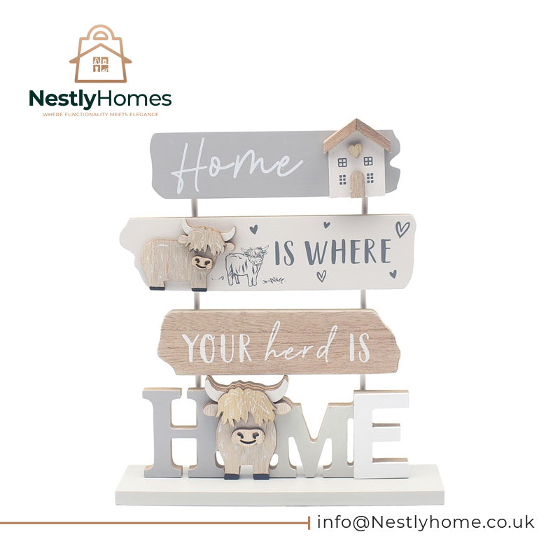 Highland Cow Plaque Home