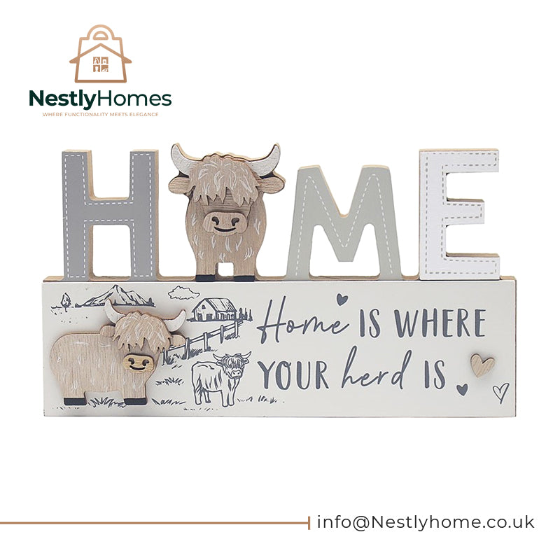 Highland Cow Plaque Home