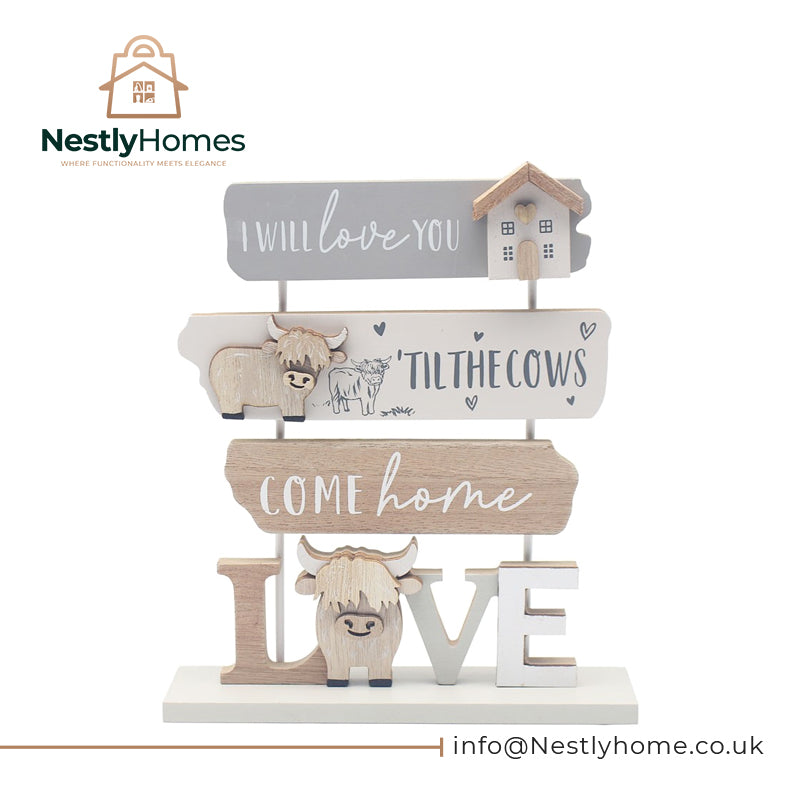 Highland Cow Plaque Love