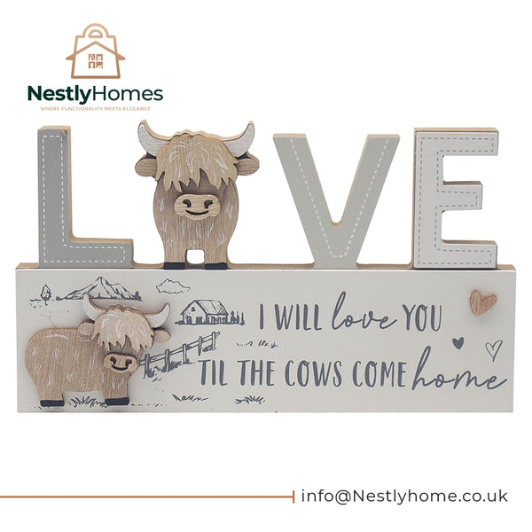 HIGHLAND COW PLAQUE LOVE