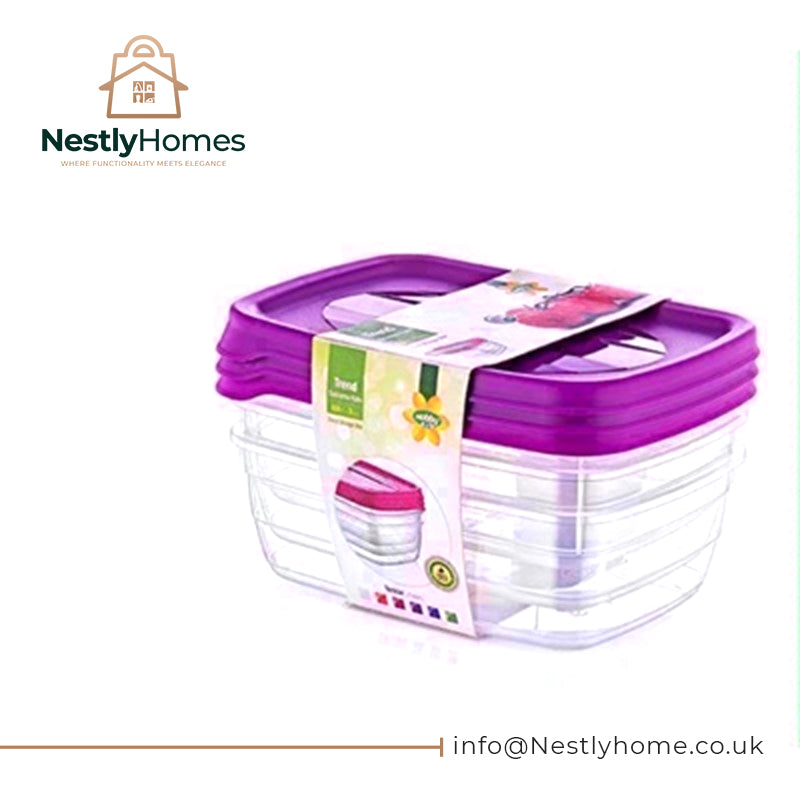 Hobby Trend Rect 3 Food Box Assorted 23/5