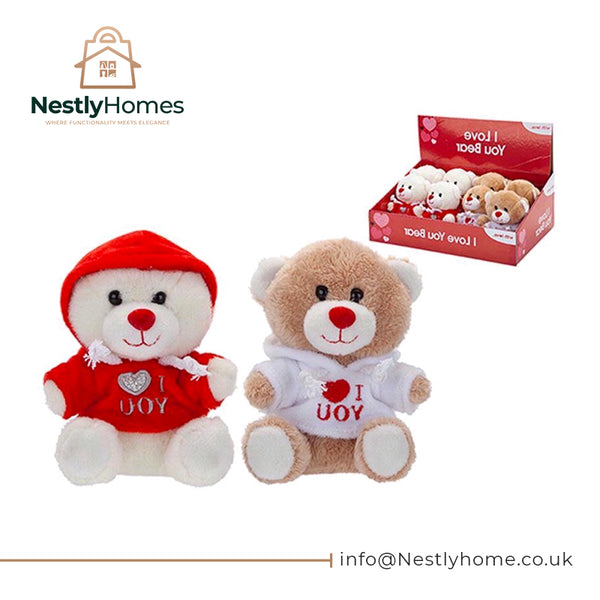 I LOVE YOU BEAR WITH HOODY 5 INCH ASSORTED