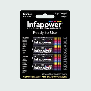Infapower Batteries Rechargeable Aa 1300 4Pk