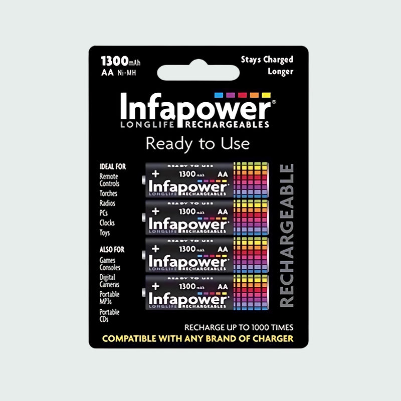 Infapower Batteries Rechargeable Aa 1300 4Pk