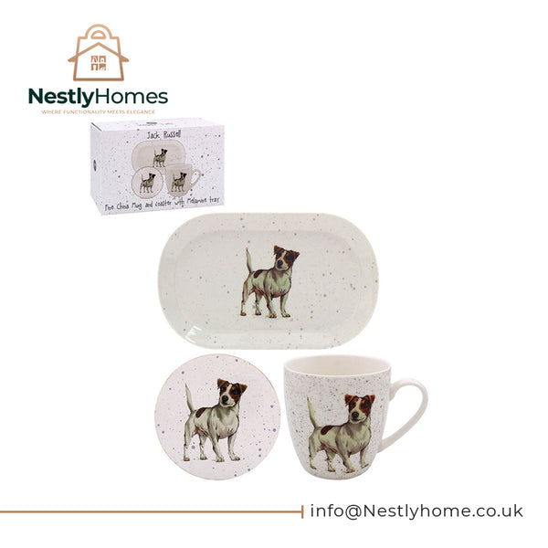 Jack Russell Mug, Coaster &amp; Tray