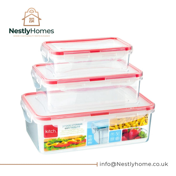 Kitch 3 Rect Containers 0.5l/1.1l/1.8l