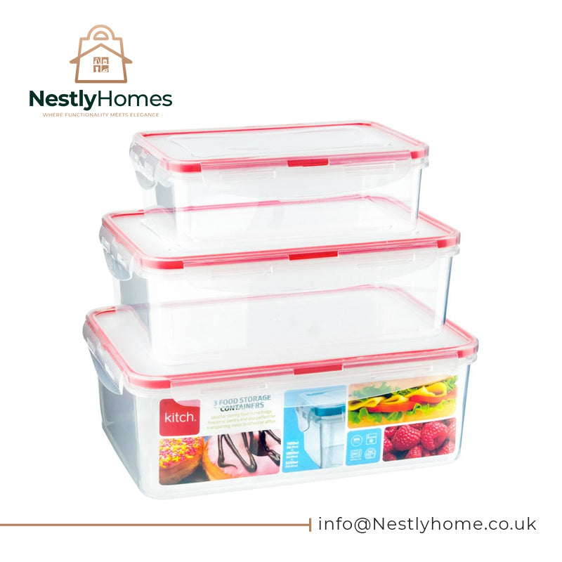 Kitch 3 Rect Containers 1100ml/1180ml