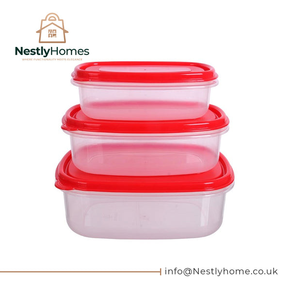 Kitch Easy Store Square Containers 2.2l 1.2l &amp; 75oml Set of 3