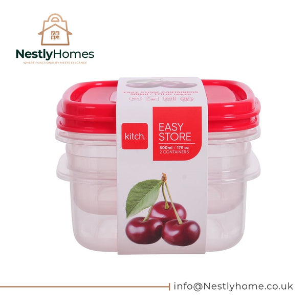 Kitch Easy Store Square Containers 500ml Set of 2