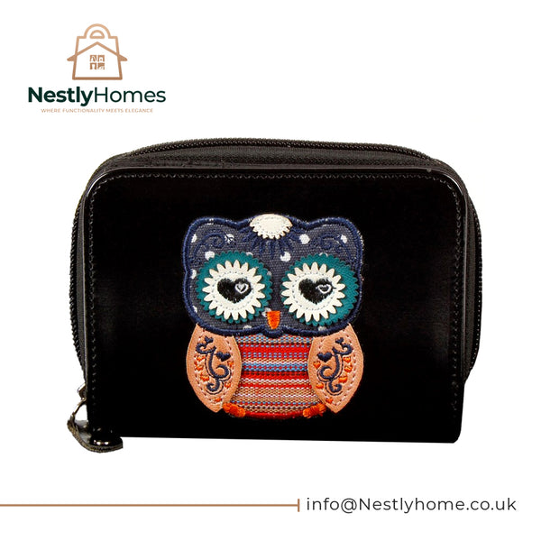 Ladies Purse Wallet Section Owl Design Medium