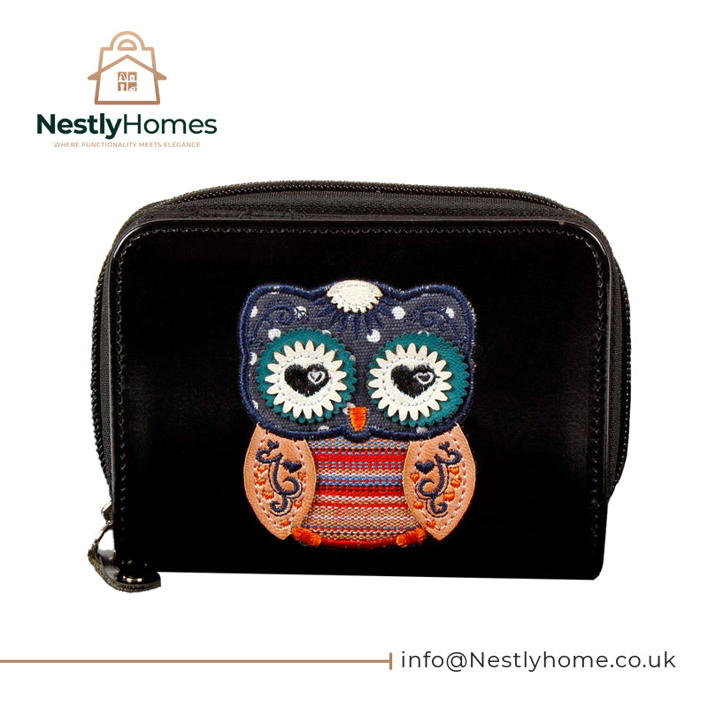 Ladies Purse Wallet Section Owl Design Medium