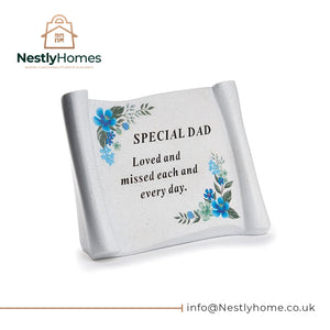 Memorial Floral Scroll Dad 17x13cm