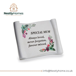 Memorial Floral Scroll Mum 17x13cm
