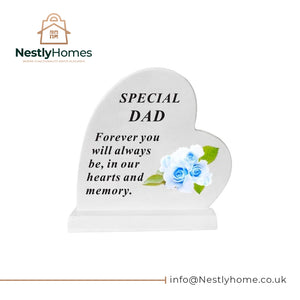 Memorial Heart with Water Decal Rose Dad