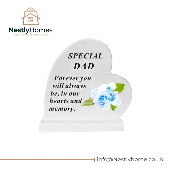 Memorial Heart with Water Decal Rose Dad
