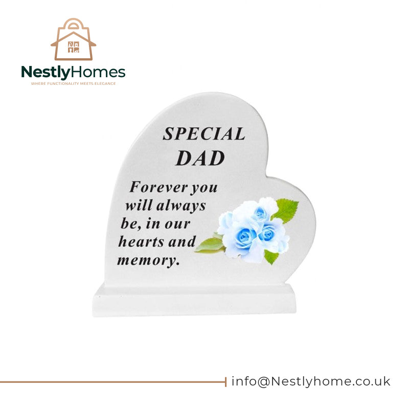 Memorial Heart with Water Decal Rose Dad
