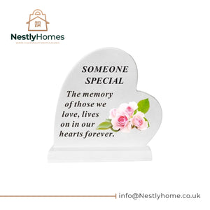 Memorial Heart with Water Decal Rose Someone Special