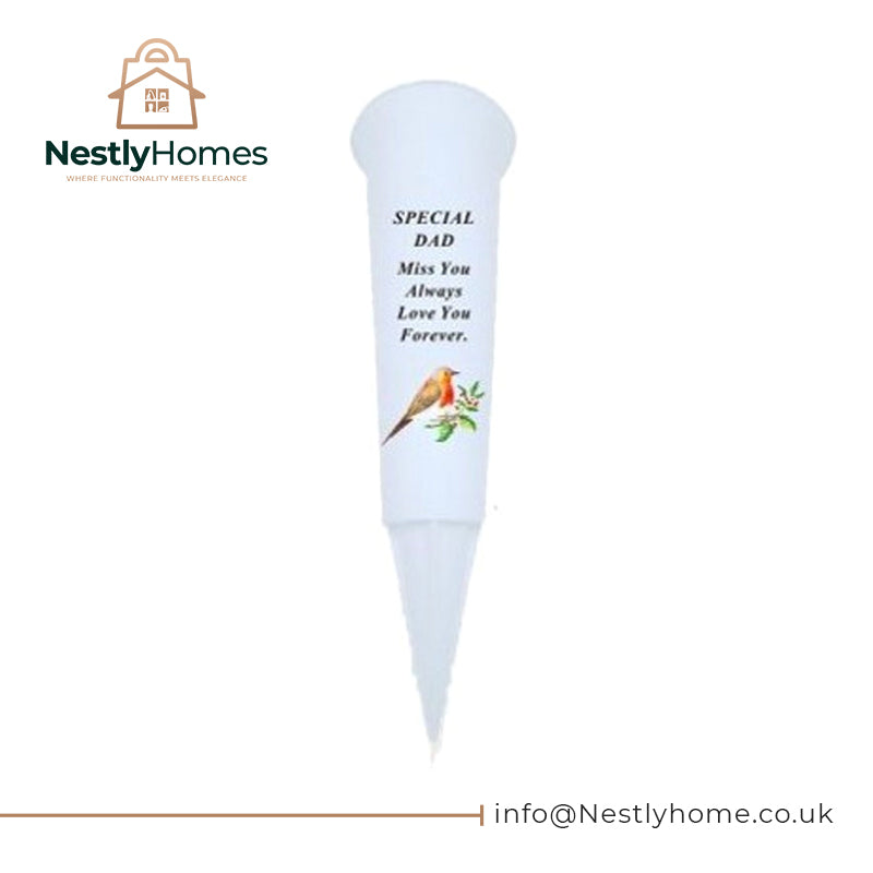 Memorial Plastic Spike White with Robin Dad
