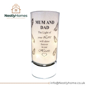 Memorial Tube Light Candle Mum & Dad 20cm