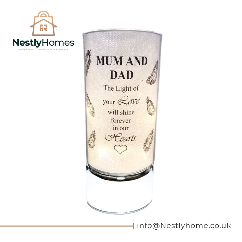 Memorial Tube Light Candle Mum & Dad 20cm