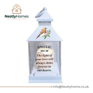 Memorial Waterproof Graveside Lantern with Robin Mum