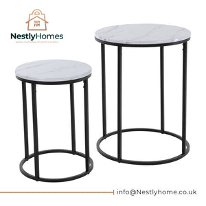 Metal Side Table with Mdf Top White