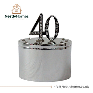 Milestones Silver Plated Trinket Box with Crystal 40