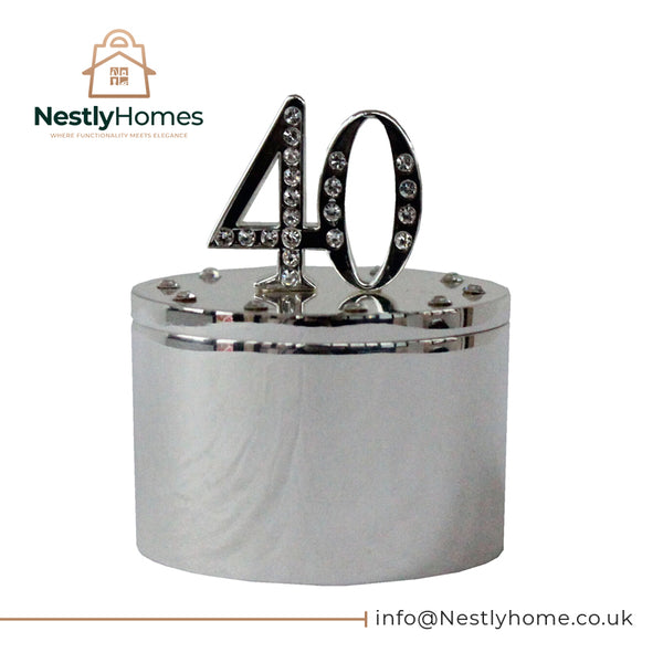 Milestones Silver Plated Trinket Box with Crystal 40
