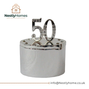Milestones Silverplated Trinket Box with Crystal 50