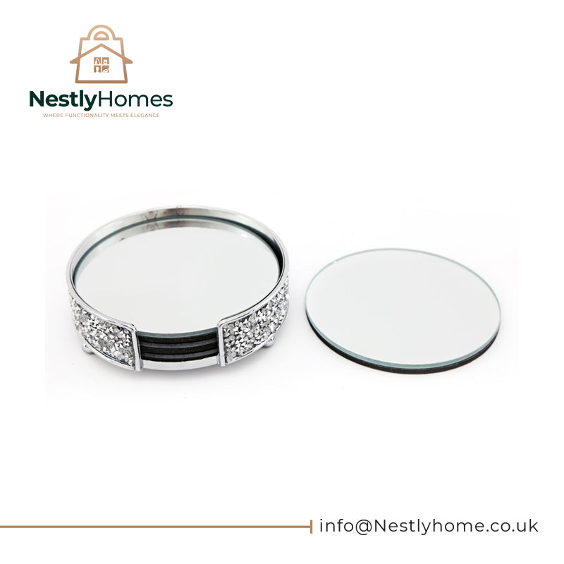 Mirror Coasters Silver 10cm Set 4