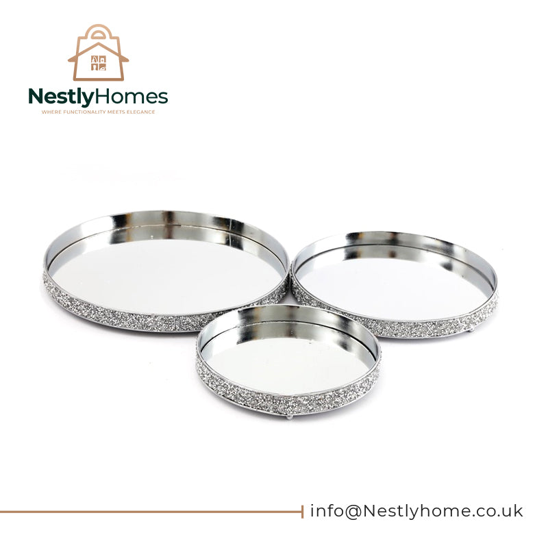 Mirrored Trays Sparkle Set 3