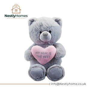 Mother's Day Bear with Heart Grey 36cm