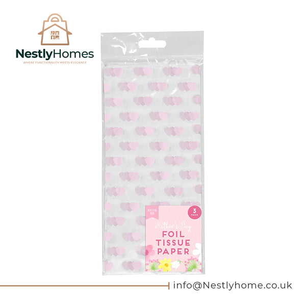 Mother's Day Foil Heart Tissue Paper 3 Sheet