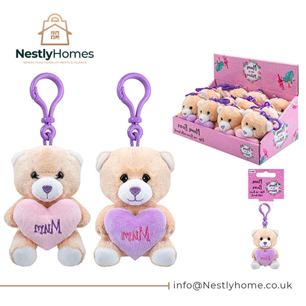 Mother's Day Mum Bear Clip on Heart 4 Inch