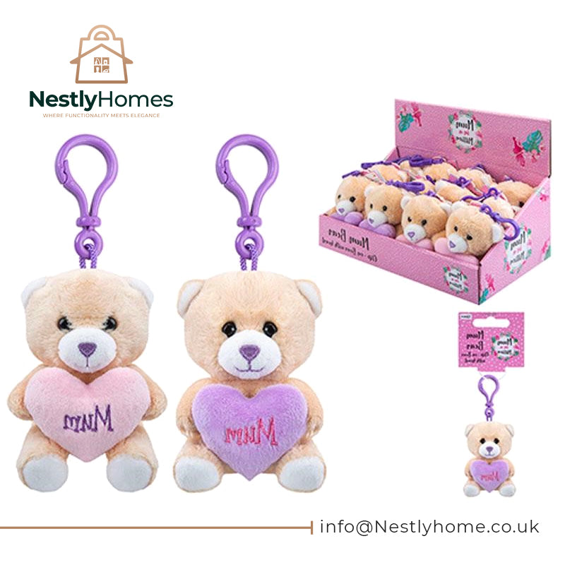 Mother's Day Mum Bear Clip on Heart 4 Inch