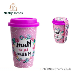Mothers Day Mum Design Cup with Lid Double Wall 320ml