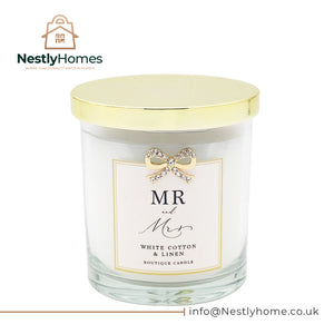 Mr & Mrs Candle White Cotton & Linen 30hrs
