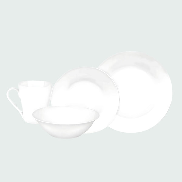 ONYA DINNER SET 16 PIECES 4 MUGS 4 BOWLS 4 DINNER PLATES 4 SIDE PLATES PURE PERFECTION WHITE