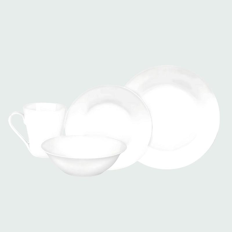 ONYA DINNER SET 16 PIECES 4 MUGS 4 BOWLS 4 DINNER PLATES 4 SIDE PLATES PURE PERFECTION WHITE