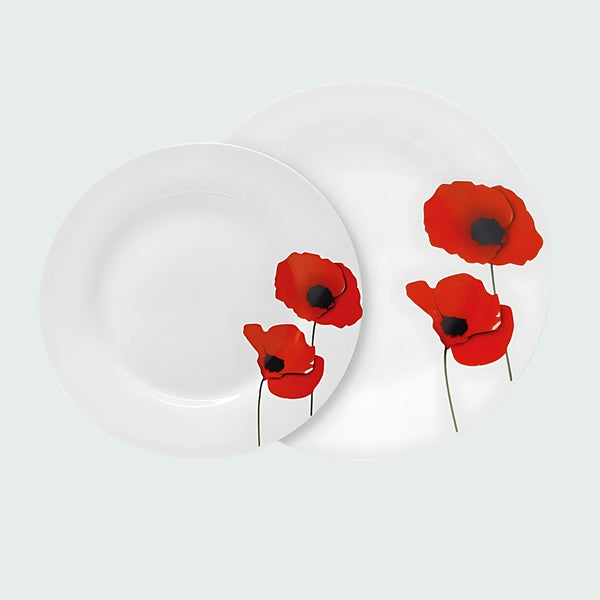 Onya Dinner Set 16 Pieces 4 Mugs 4 Bowls 4 Dinner Plates 4 Side Plates Seize The Day Poppy