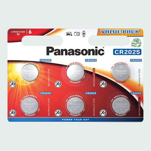 Panasonic Cr2025 Lithium Coin Battery (Pack of 6)
