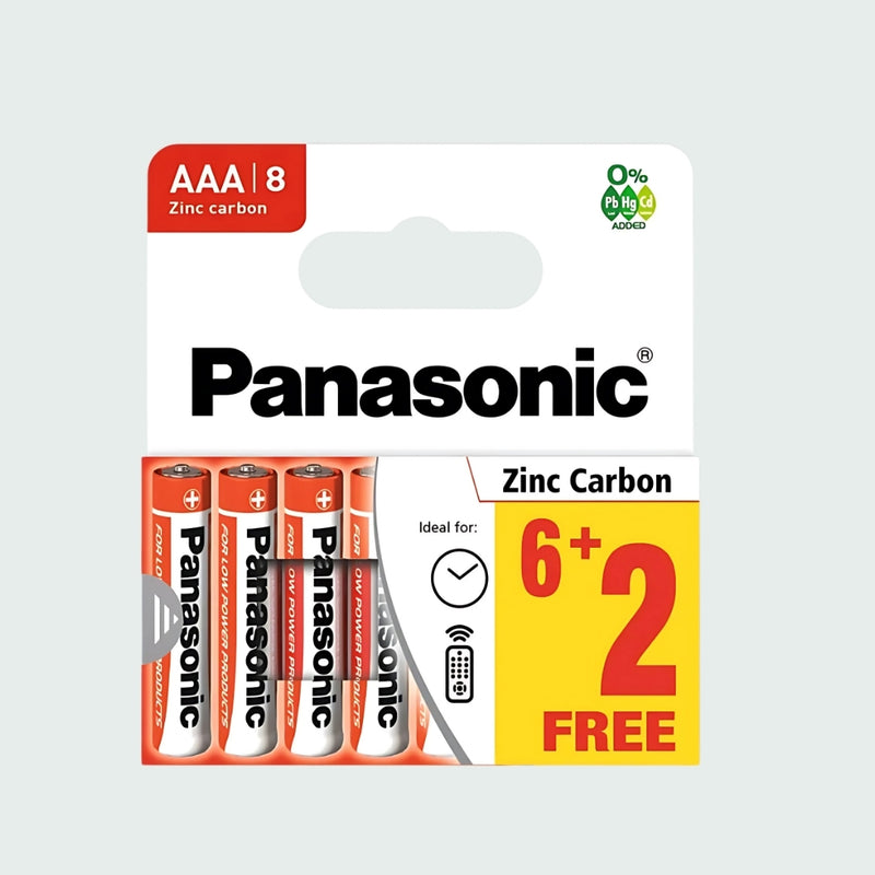 Panasonic Zinc Batteries Aaa 8 in  Pack