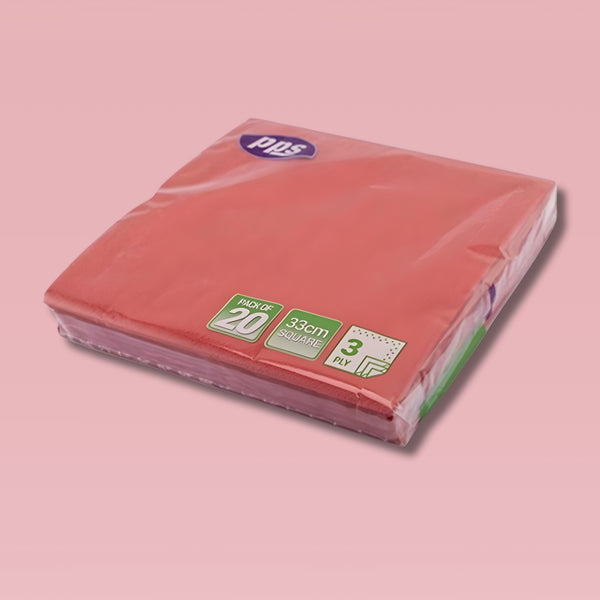 Pps 3Ply 33Cm 20 Napkins Red